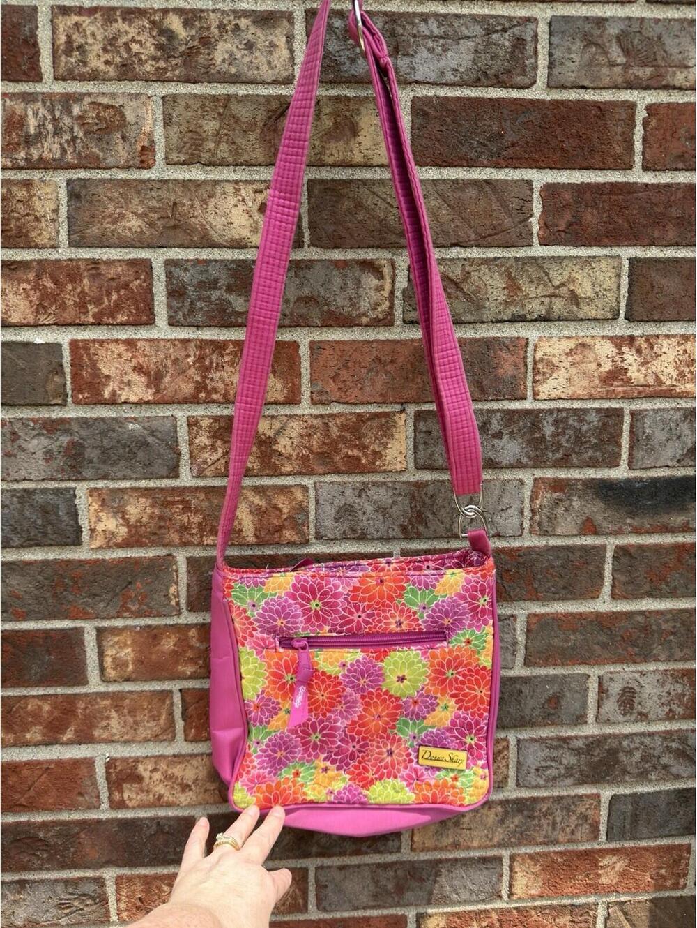 Donna Sharp Bright Pink  Summer  Multicolor Quilted Fabric Handbag Purse